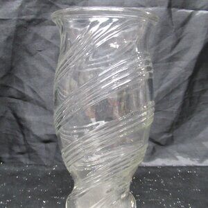 Vintage FTD Clear Glass Spiral Pattern Flower Vase